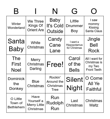 Christmas Music Bingo Card