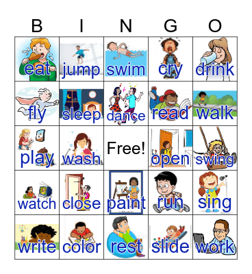 Verbs 1 Bingo Card