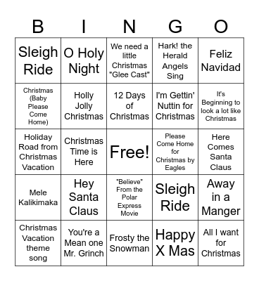 Christmas Bingo Round 2 "X" Bingo Card