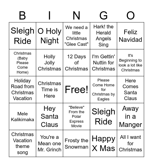 Christmas Bingo Round 2 "X" Bingo Card