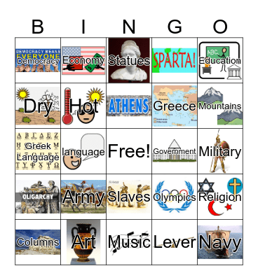 Ancient Greece Bingo Card