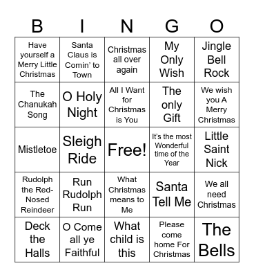 “Christmas” Bingo Card