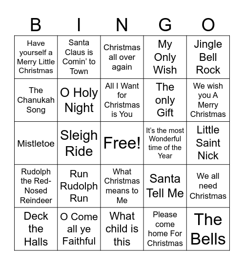 “Christmas” Bingo Card