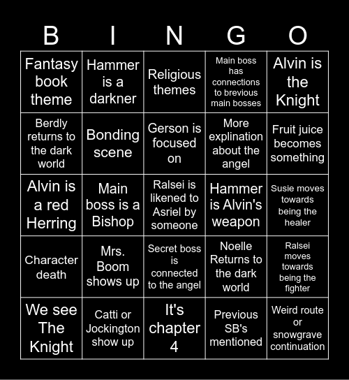 Church Dark world Take Bingo Card