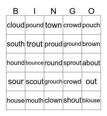 OU Sounds Bingo Card