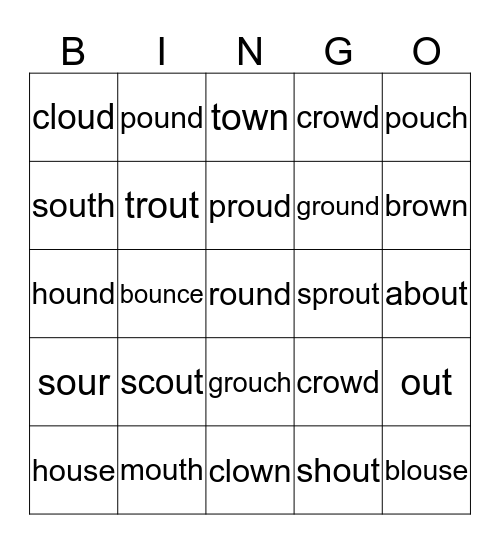 OU Sounds Bingo Card