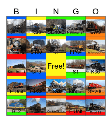 Lots and Lots of Holiday Trains Galore Bingo Card