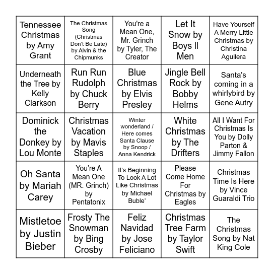 Winter Singo 2023 Bingo Card