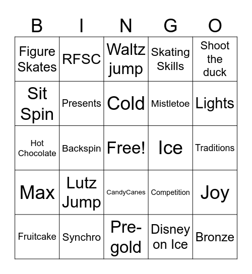 Holiday Exhibition Bingo Card