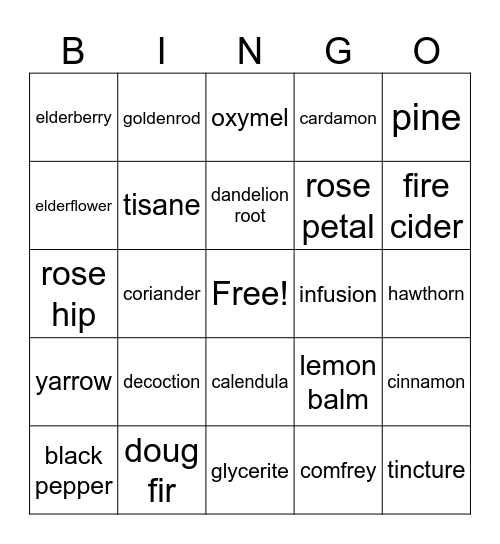 Plant ID Bingo Card