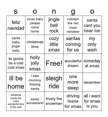 Christmas Bingo Card