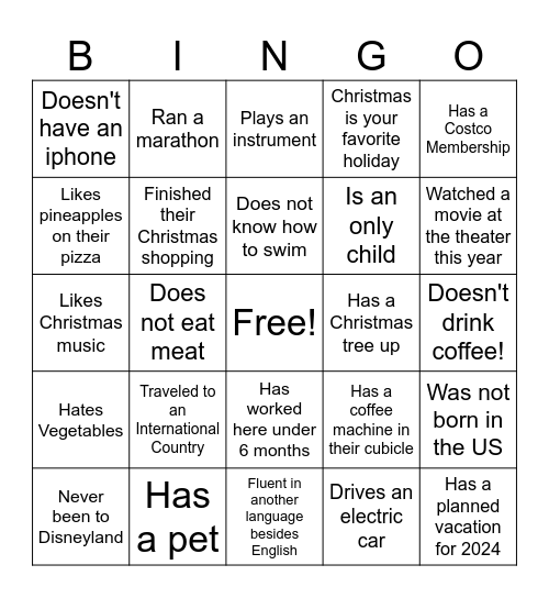 FIND SOMEONE WHO... Bingo Card