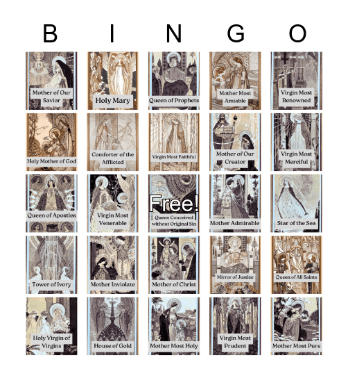 Blessed Mother Bingo Card