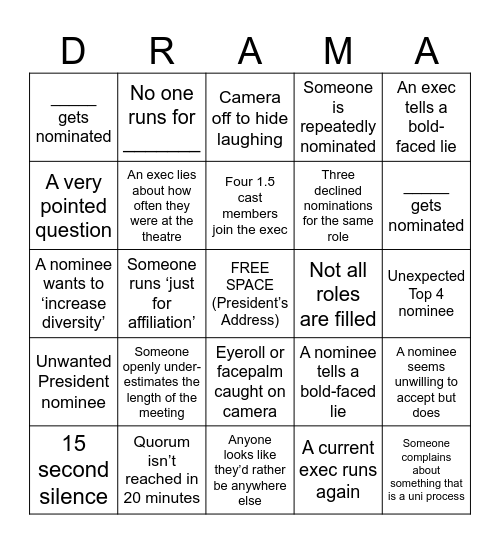 AGM Bingo Chaos Bingo Card