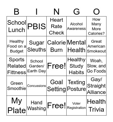 Health and Wellness Fair Bingo Card