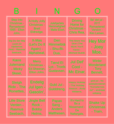 Julefrokost BANKO Bingo Card