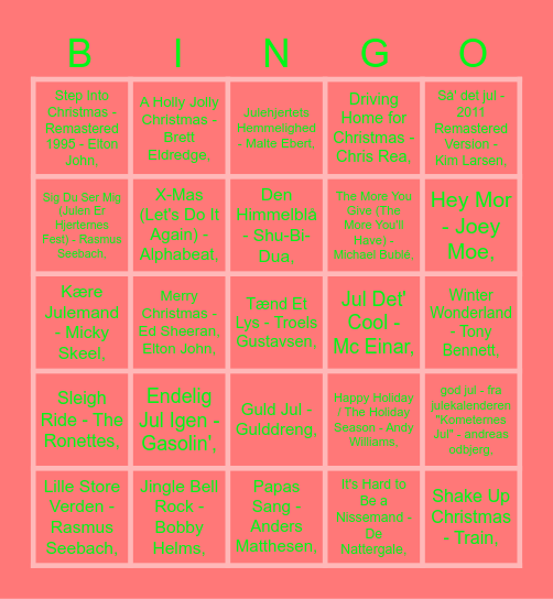 Julefrokost BANKO Bingo Card