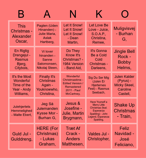 Julefrokost BANKO Bingo Card