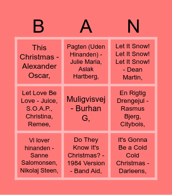 Julefrokost BANKO Bingo Card