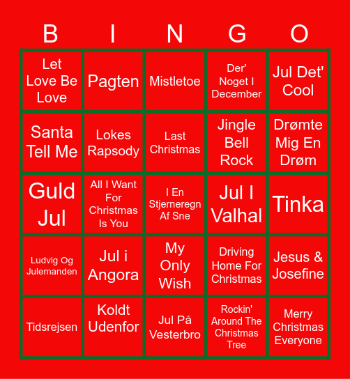 Fredagscafeéns JULEBANGO Bingo Card