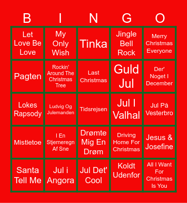 Fredagscafeéns JULEBANGO Bingo Card