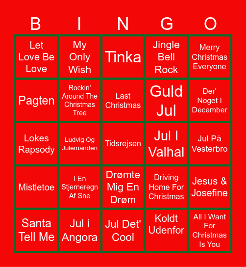 Fredagscafeéns JULEBANGO Bingo Card