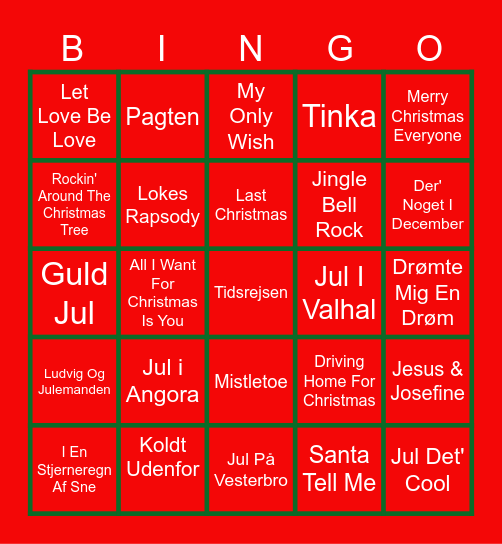 Fredagscafeéns JULEBANGO Bingo Card