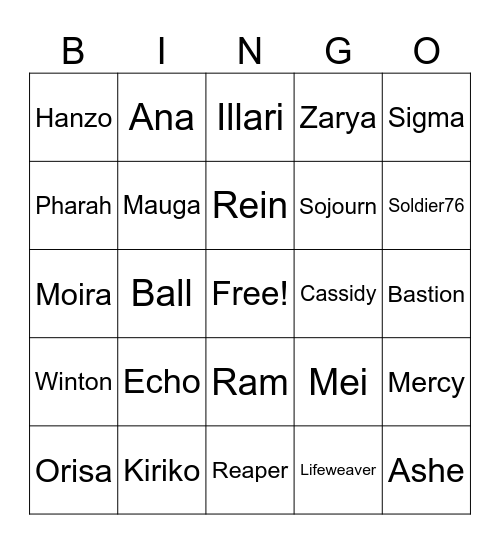Mystery Hero Bingo Card