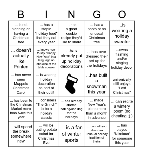 Find a person at your table who... Bingo Card