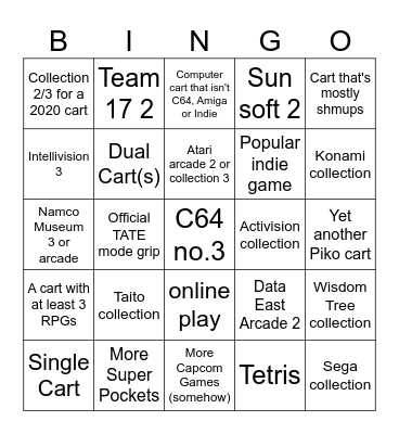 Evercade 2023 Bingo Card