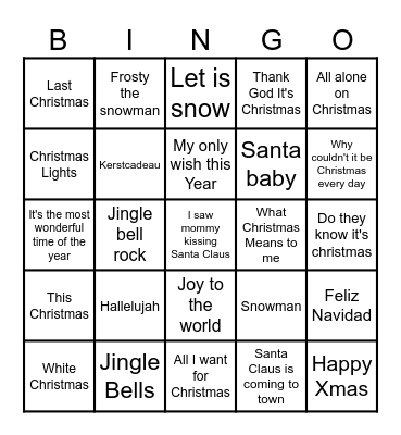 Kerstliedjes bingo Card