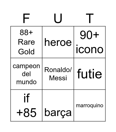 FIFA Bingo Card