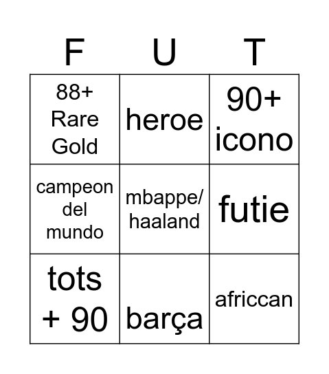 FIFA Bingo Card