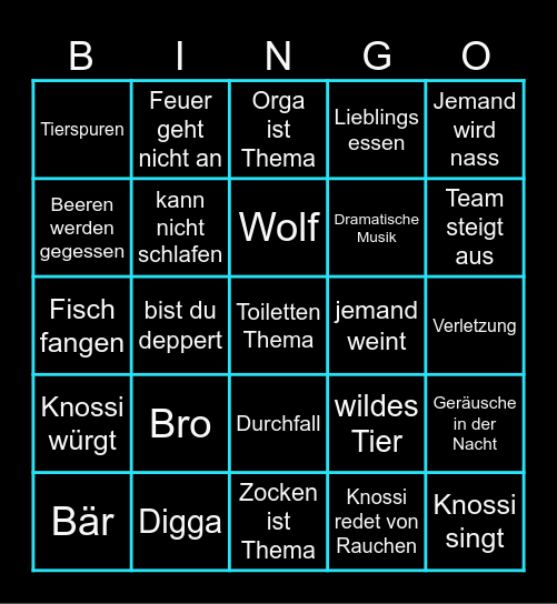 7vsWild Bingo Card