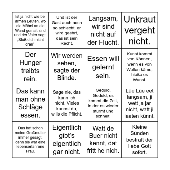 Opas Sprüche Bingo Card