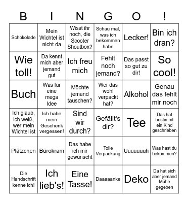 Wortwert Xmas Bingo Card