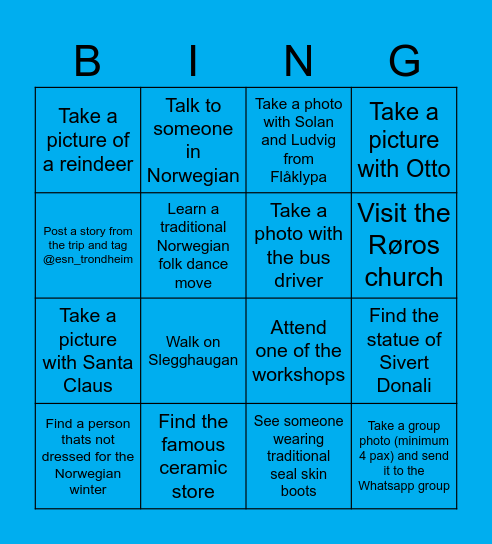 Røros Bingo Card