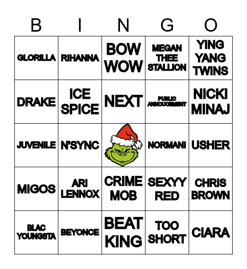 BADDIE MUSIC BINGO Card