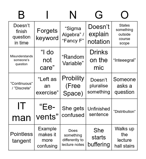 Final Deblingo Bingo Card