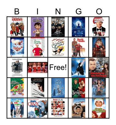 Holiday Movies Bingo Card