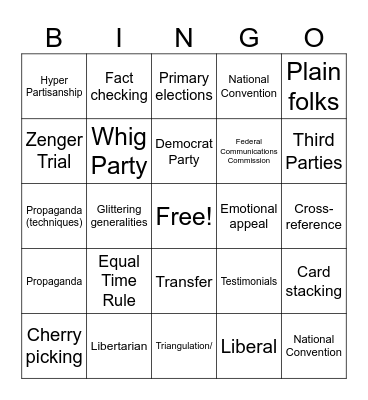 Unit 7 Bingo Card