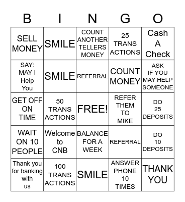 CNB BINGO Card