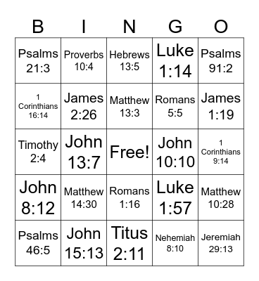 Bible Verse Bingo Card