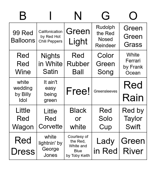 Christmas Music Bingo Rnd. 3 Bingo Card