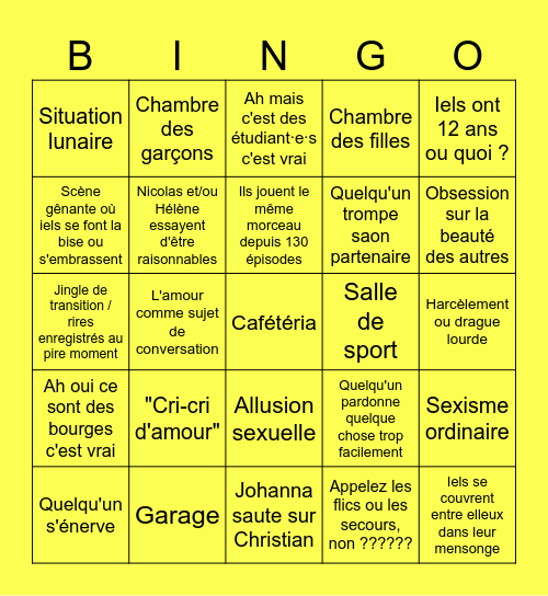 Hélène et les garçons Bingo Card