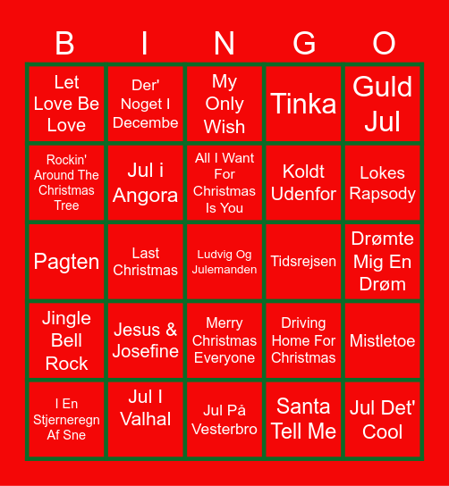 Fredagscafeéns JULEBANGO Bingo Card