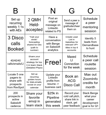 2nd Week of December Blitz Bingo Card