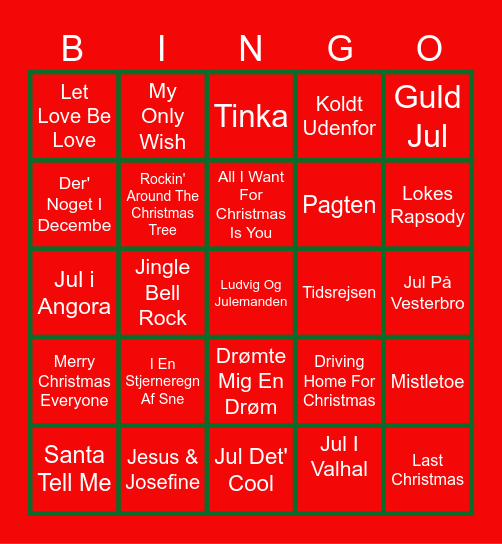 Fredagscafeéns JULEBANGO Bingo Card