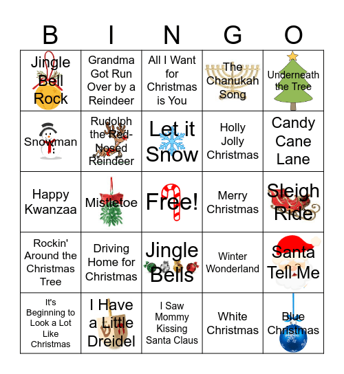 Holiday Tunes Bingo Card