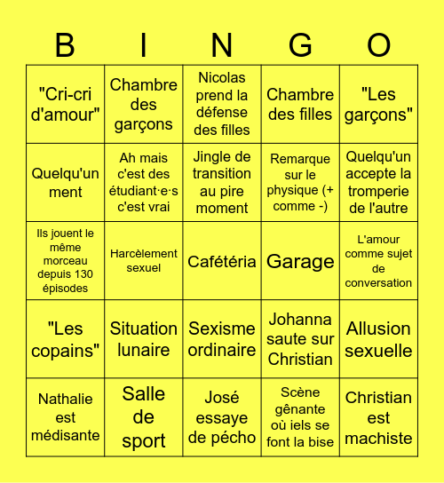 Hélène et les garçons Bingo Card
